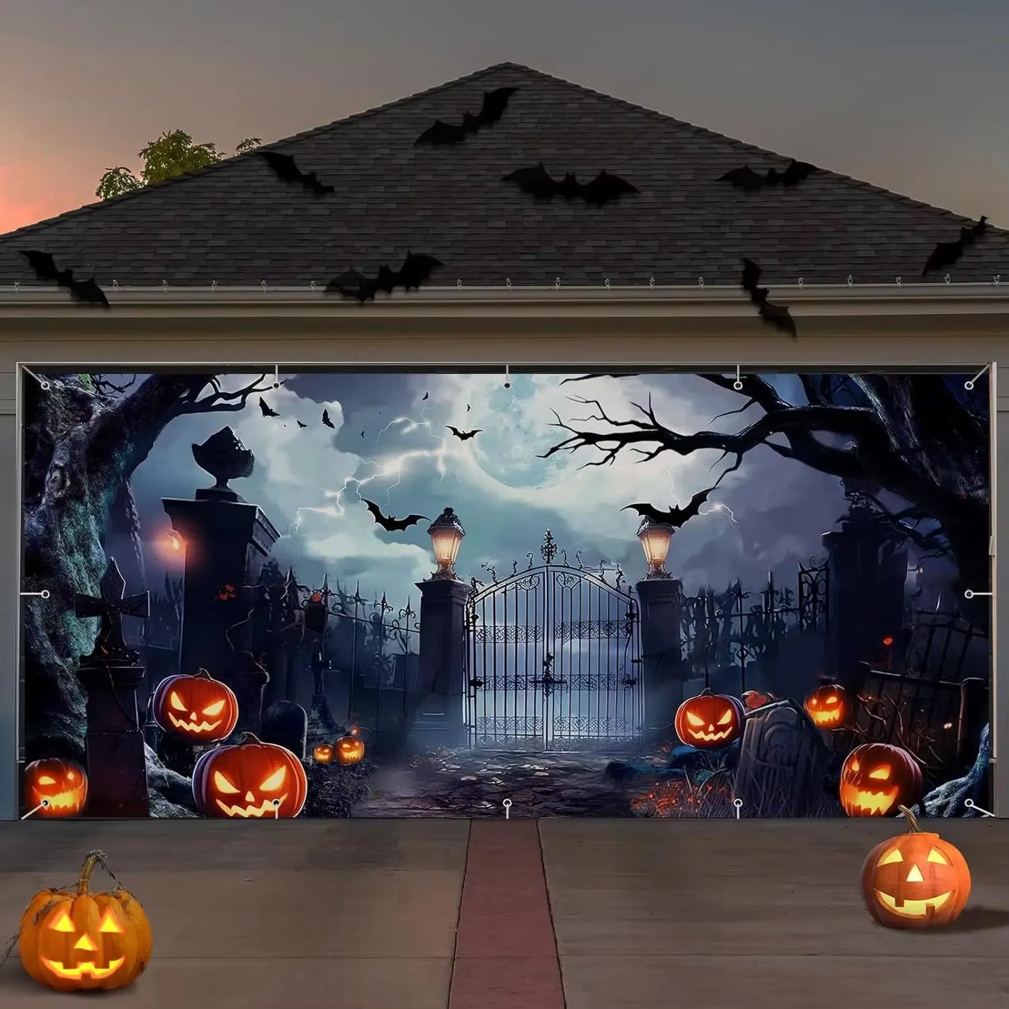 Halloween Banner, Multifunctional Reusable Garage Door Background