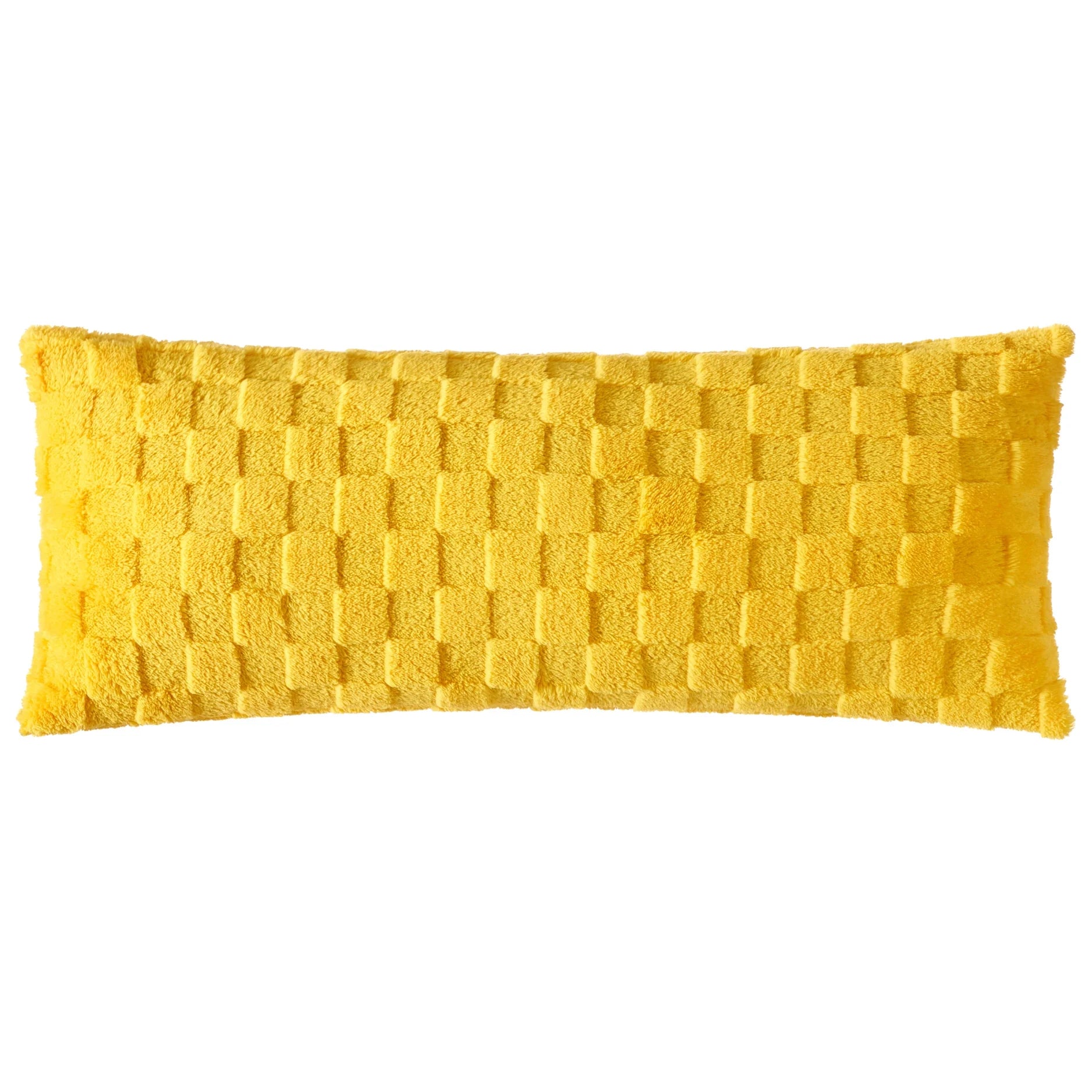 Checkered Hug Pillow, 16" X 36", Yellow