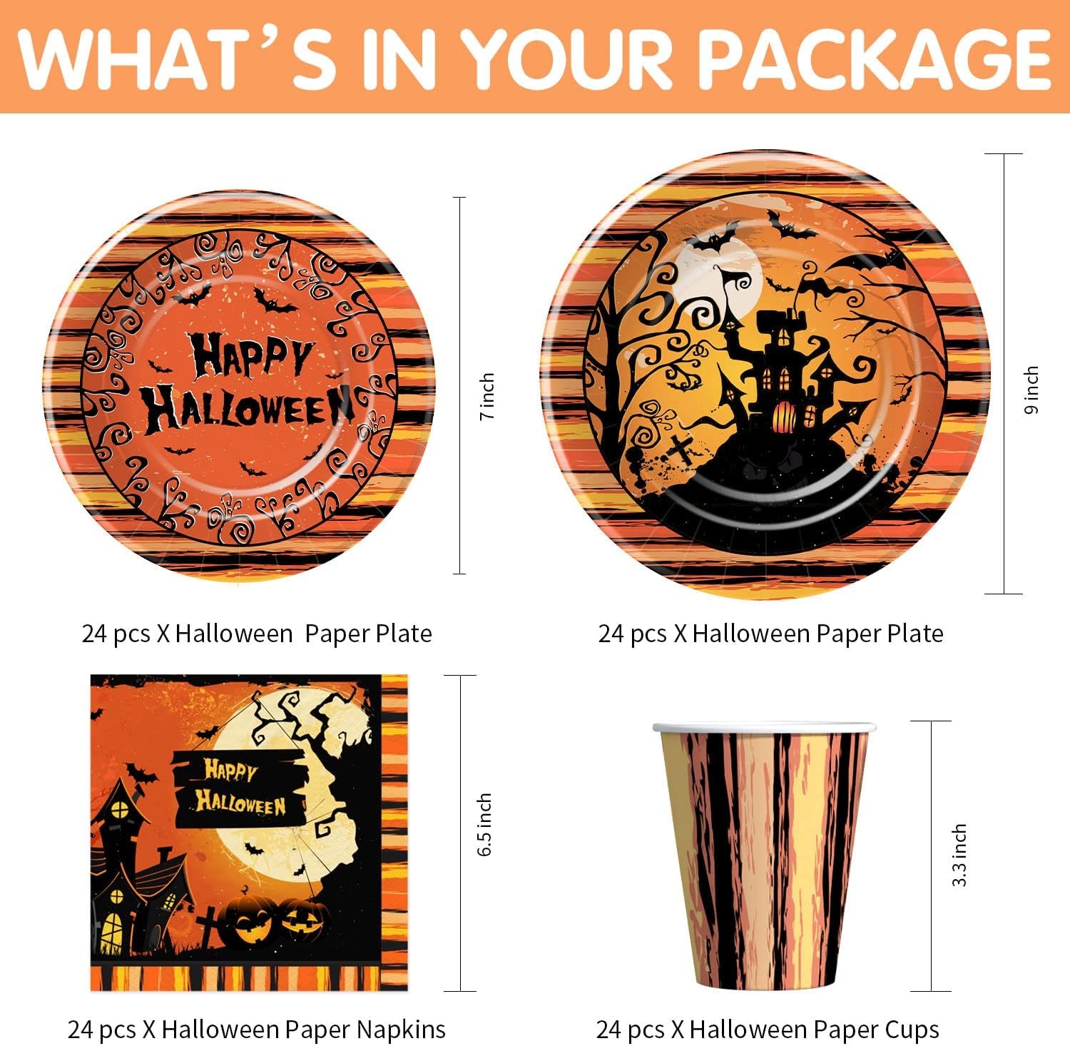 Halloween Decorations Tableware - Halloween Party Supplies Include Halloween Pla