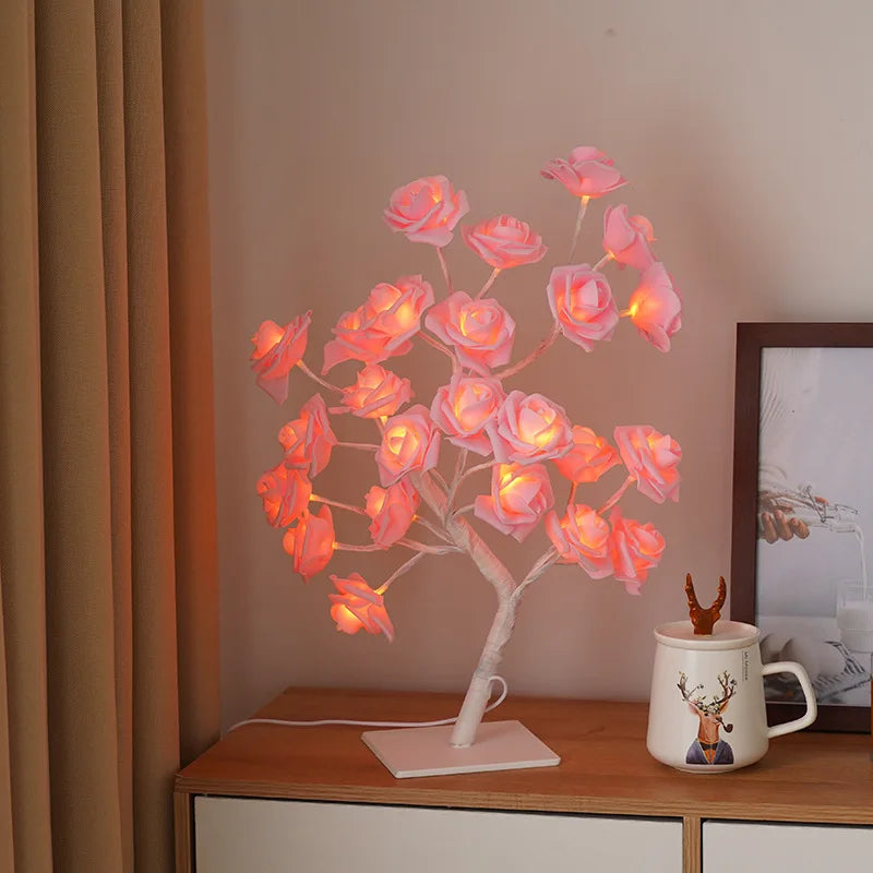 24 LED Rose Flower Lamp for Wedding Decorations, Rose Light Tree Mother'S Valentine’S Day Table Top Home Decor Gift for Girl Mom