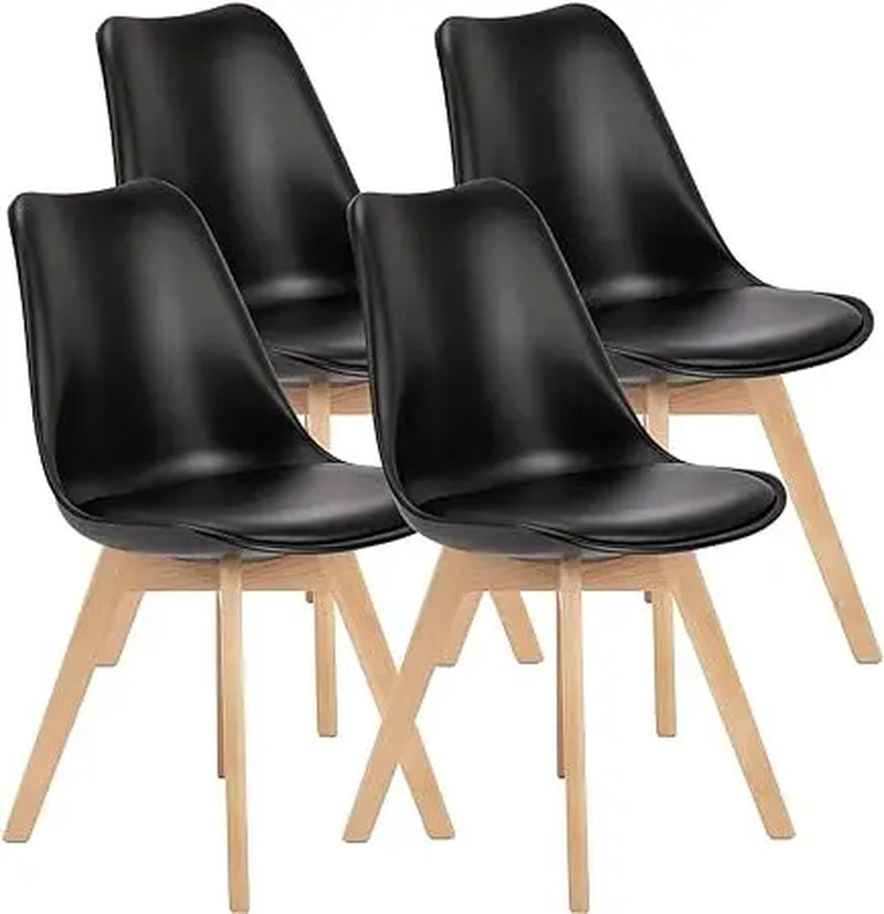 Dining Chairs Set of 4 Mid-Century Modern Dinning Chairs, Living Room Bedroom Outdoor Lounge Chair PU Leather Cushion