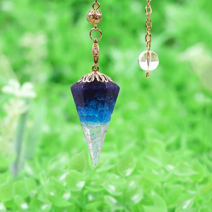 Healing Pendulum for Divination Blue Quartz Pendulums Natural Stone Taper Pendulums Reiki Crystal Pendant