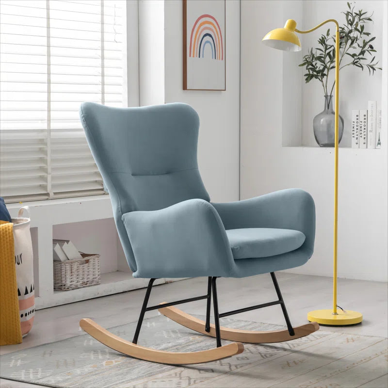 Meno 26''Wide Modern Stylish Upholstered Arms Nursery Rocking Accent Chair