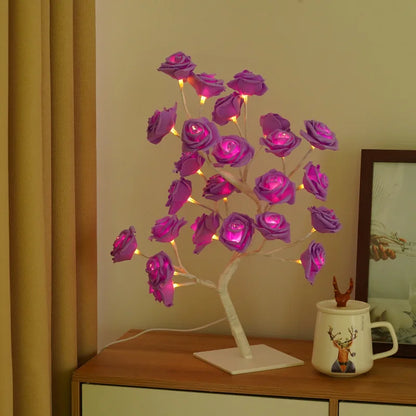 24 LED Rose Flower Lamp for Wedding Decorations, Rose Light Tree Mother'S Valentine’S Day Table Top Home Decor Gift for Girl Mom