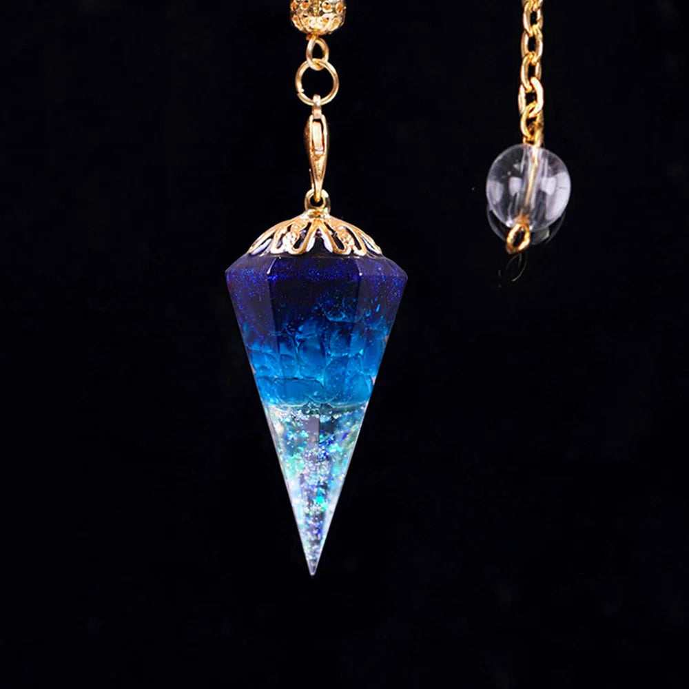 Healing Pendulum for Divination Blue Quartz Pendulums Natural Stone Taper Pendulums Reiki Crystal Pendant