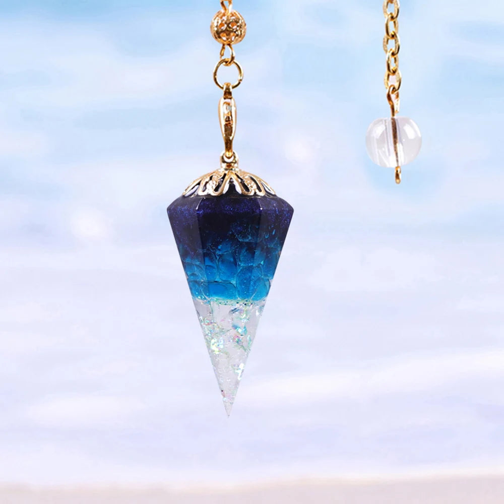 Healing Pendulum for Divination Blue Quartz Pendulums Natural Stone Taper Pendulums Reiki Crystal Pendant