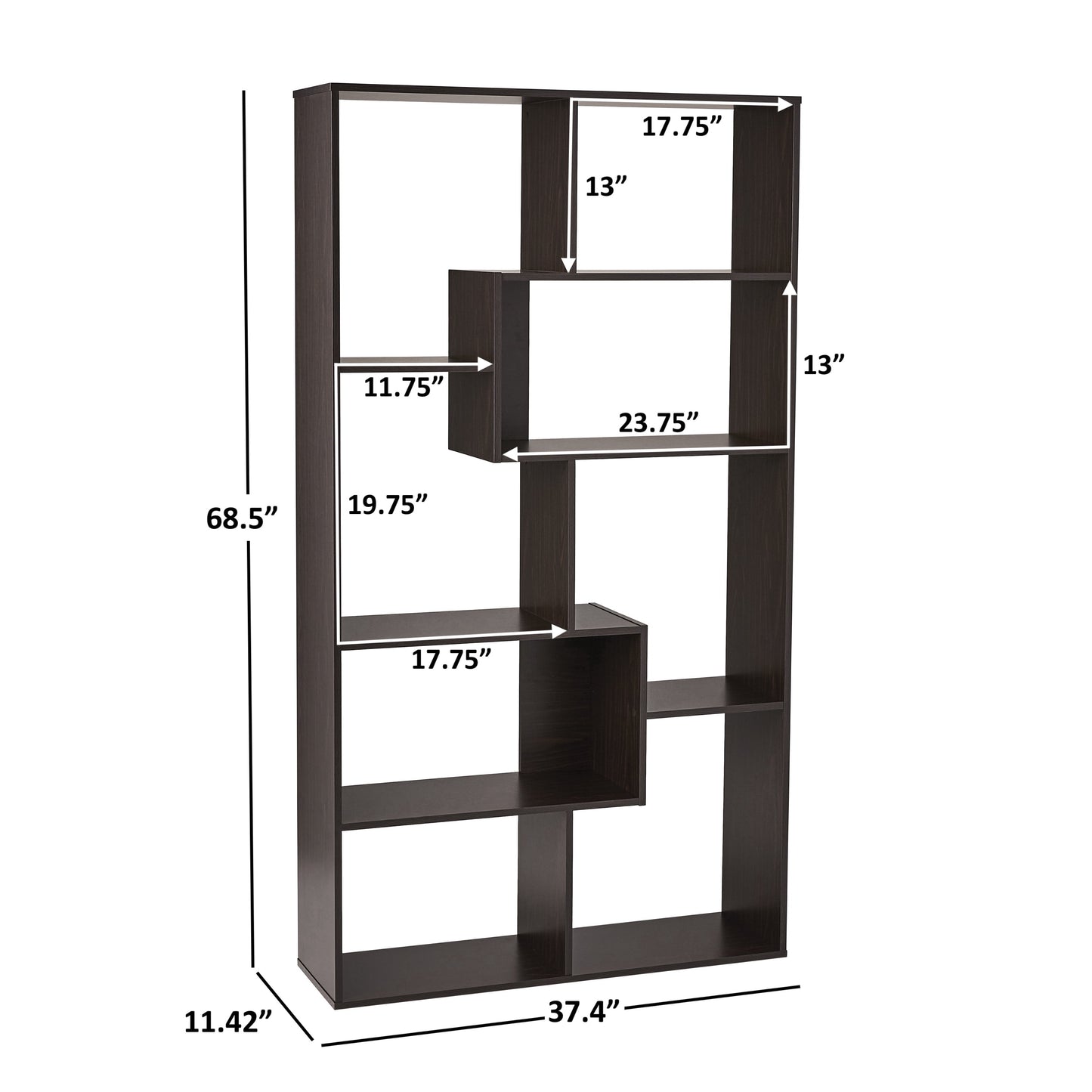 Modern 8-Cube Bookcase, Espresso