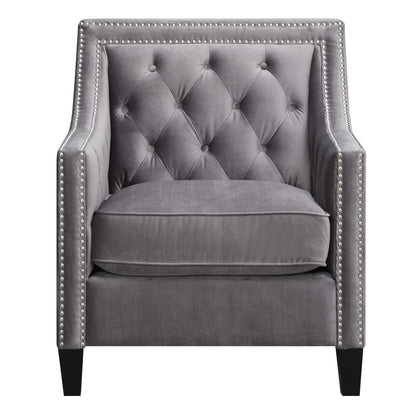 Teagan Velvet Accent Chair in Gun Metal Gray