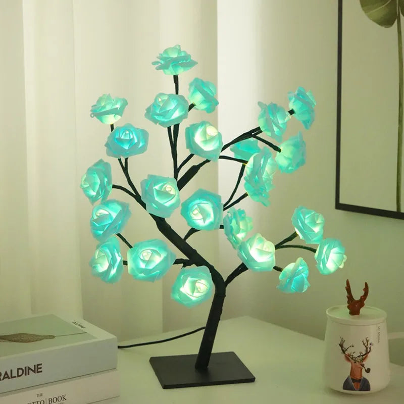 24 LED Rose Flower Lamp for Wedding Decorations, Rose Light Tree Mother'S Valentine’S Day Table Top Home Decor Gift for Girl Mom