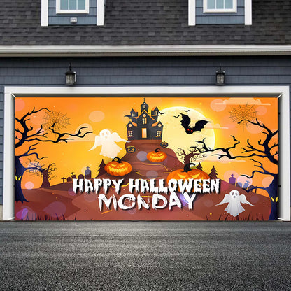 Halloween Garage Door Decorations Witch Halloween Door Cover Hanging Halloween Garage Door Banner Cauldron Event Tents 10X10