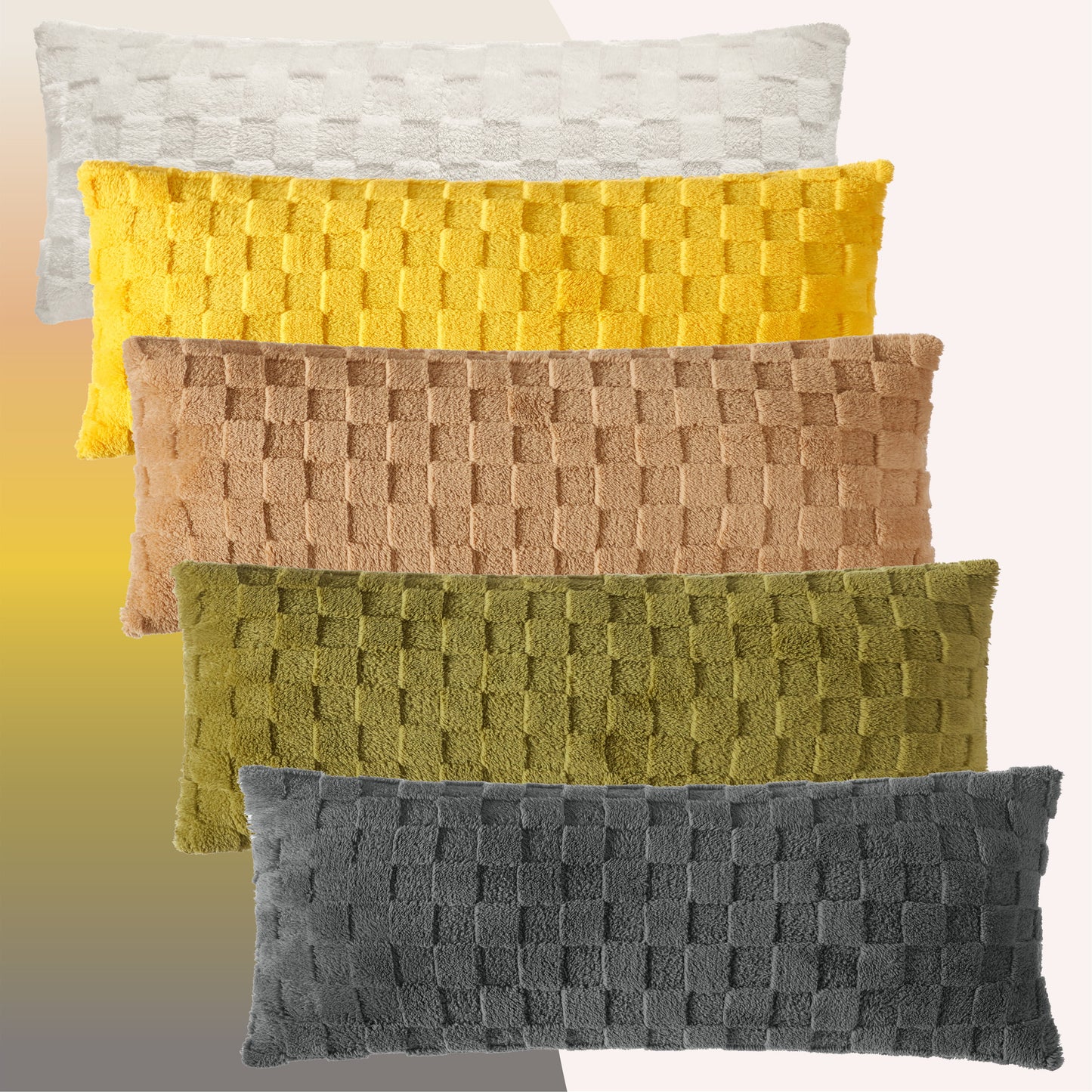 Checkered Hug Pillow, 16" X 36", Yellow