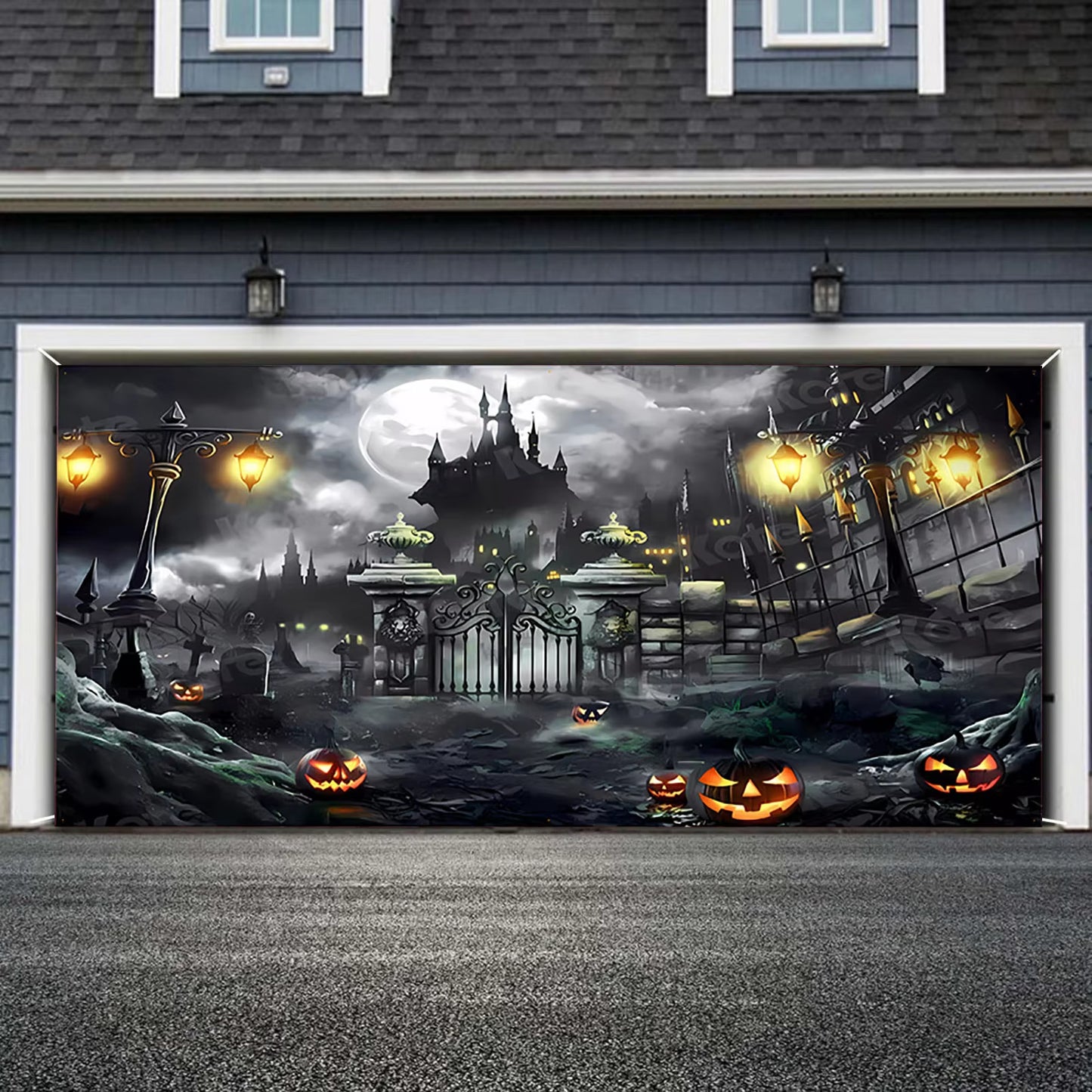 Halloween Garage Door Decorations Witch Halloween Door Cover Hanging Halloween Garage Door Banner Cauldron Event Tents 10X10