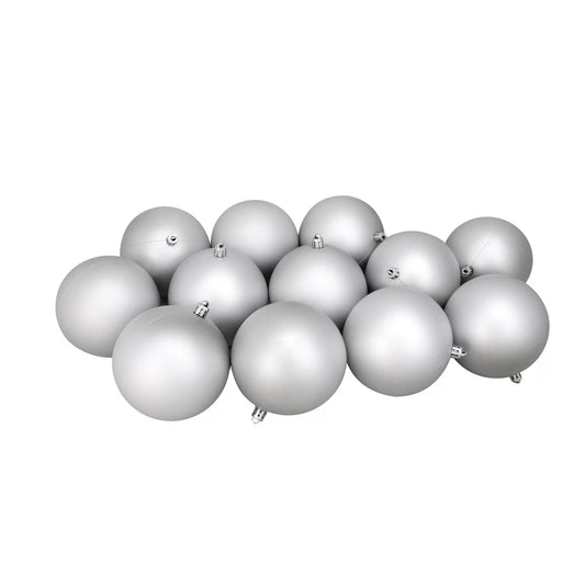 12Ct Shatterproof Matte Christmas Ball Ornament Set 4" - Silver