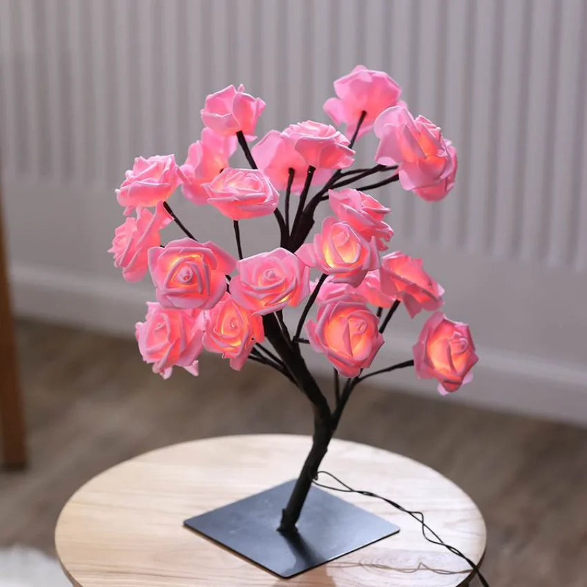 24 LED Rose Flower Lamp for Wedding Decorations, Rose Light Tree Mother'S Valentine’S Day Table Top Home Decor Gift for Girl Mom