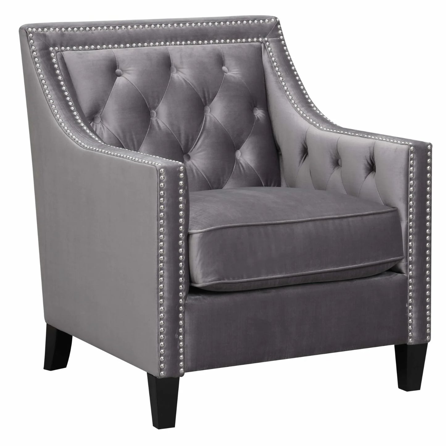 Teagan Velvet Accent Chair in Gun Metal Gray