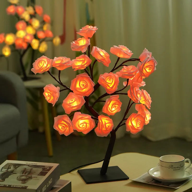 24 LED Rose Flower Lamp for Wedding Decorations, Rose Light Tree Mother'S Valentine’S Day Table Top Home Decor Gift for Girl Mom