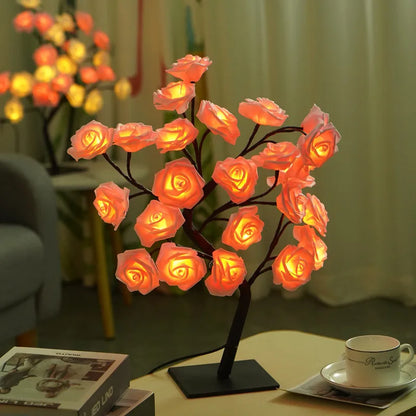 24 LED Rose Flower Lamp for Wedding Decorations, Rose Light Tree Mother'S Valentine’S Day Table Top Home Decor Gift for Girl Mom