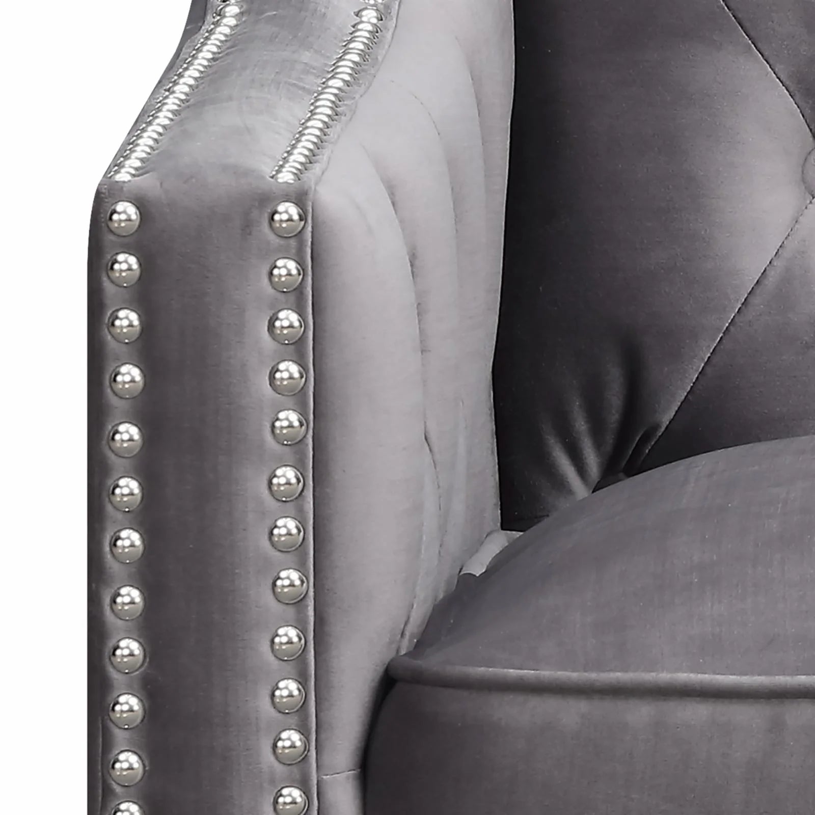 Teagan Velvet Accent Chair in Gun Metal Gray