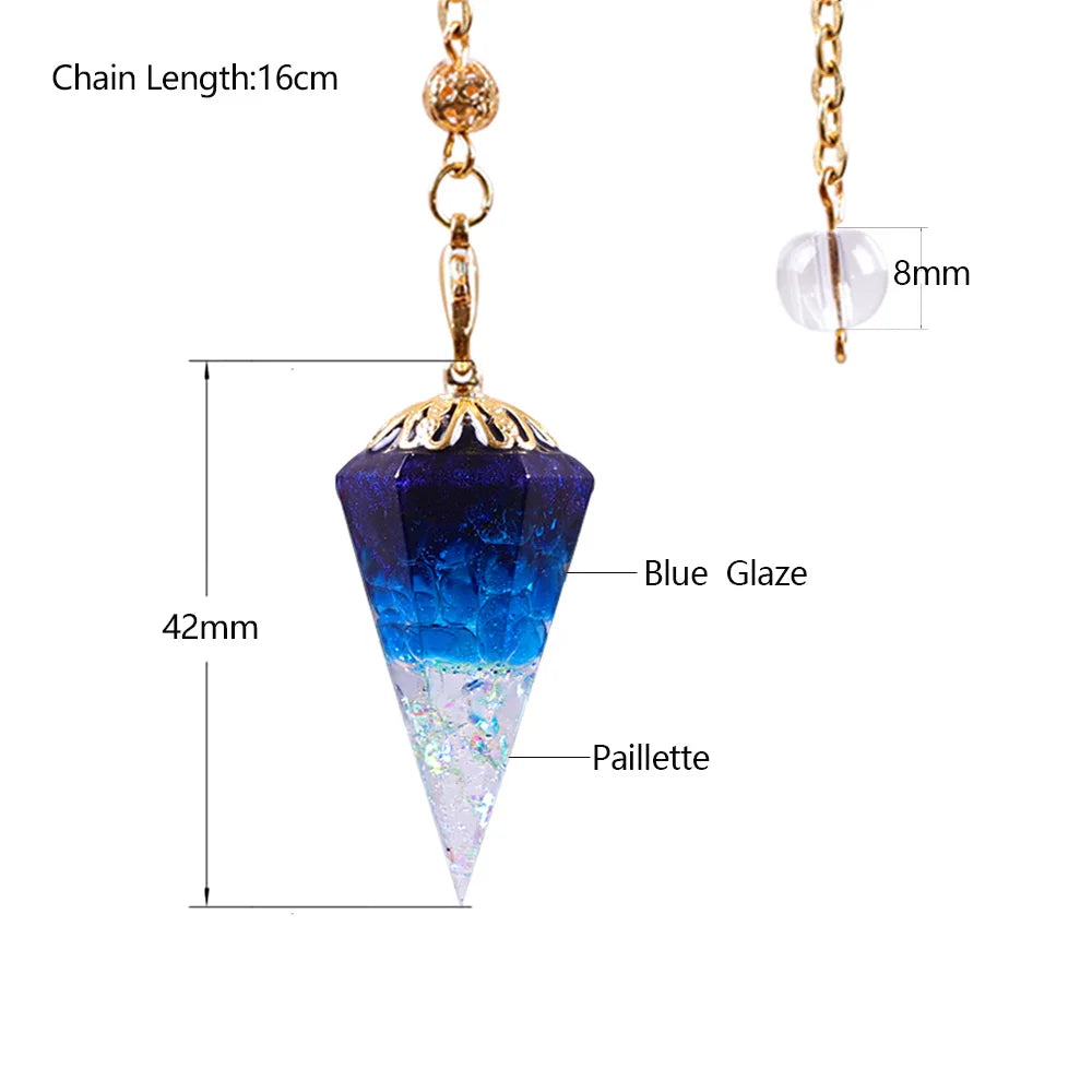 Healing Pendulum for Divination Blue Quartz Pendulums Natural Stone Taper Pendulums Reiki Crystal Pendant