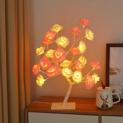 24 LED Rose Flower Lamp for Wedding Decorations, Rose Light Tree Mother'S Valentine’S Day Table Top Home Decor Gift for Girl Mom