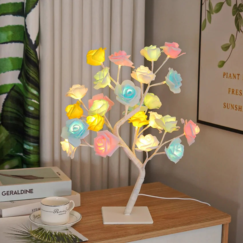 24 LED Rose Flower Lamp for Wedding Decorations, Rose Light Tree Mother'S Valentine’S Day Table Top Home Decor Gift for Girl Mom