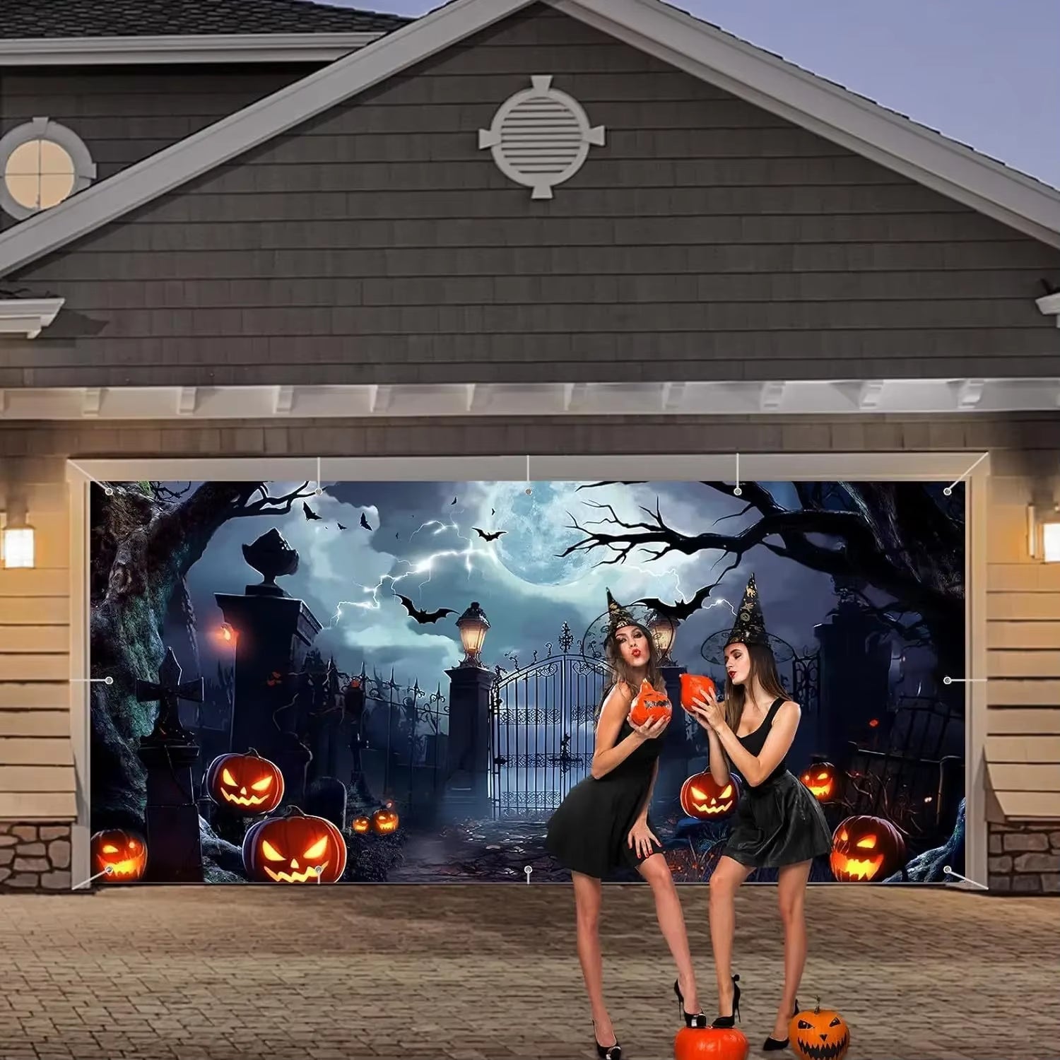 Halloween Banner, Multifunctional Reusable Garage Door Background