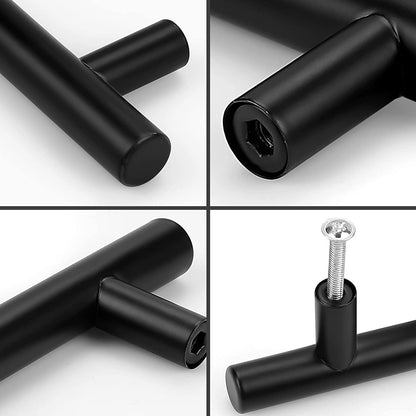 10 Pack| 2 Inch Flat Black Kitchen Cabinet T Bar Knobs Single Hole Modern Bedroom Dresser Pull Kitchen Cabinet Handles